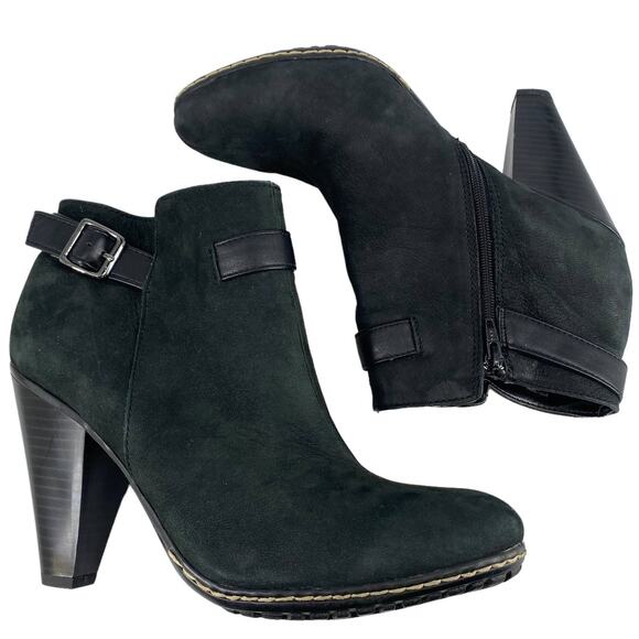 EURO Soft by SOFFT Sz 9 Serafina Black Ankle Boots Heel Side Zip Leather Comfy - Picture 10 of 16